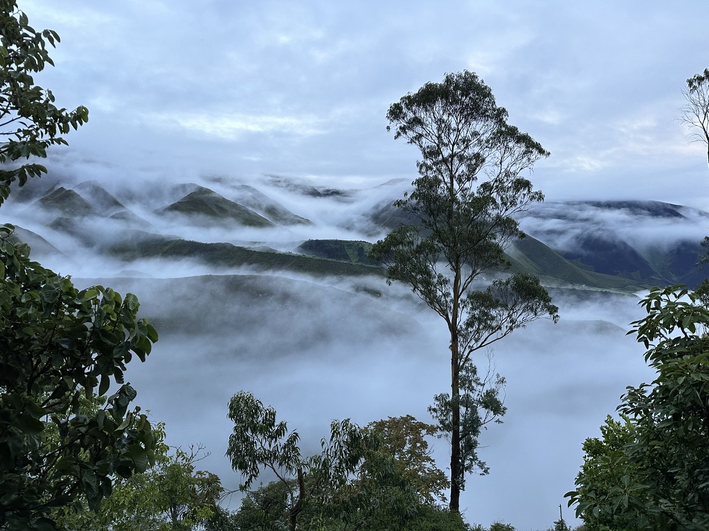 Cahuasquí, the island in the sky, an Andean village on a mesa surrounded by mountains at sunrise